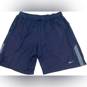Nike Dri-Fit Grey & Navy Blue Basketball Running Shorts Men’s Lined Large CLEAN